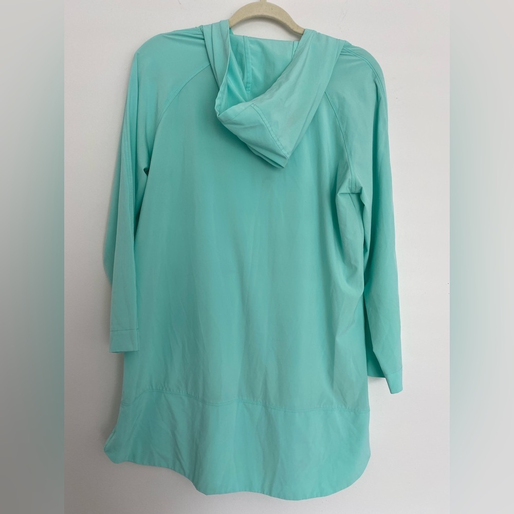 LL Bean Women Pastel Green Hooded Long Tunic Shirt Medium Lightweight‎ GorpeCore - Picture 6 of 11